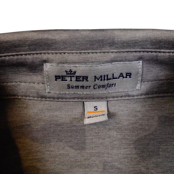 Peter Millar Summer Comfort Camo Gray Mens Golf Polo Shirt Bear Lakes Logo Small - Picture 4 of 7
